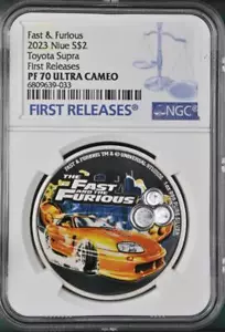 2023 Fast and Furious 1oz silbersichere Münze Supra NGC 70 FR - Bild 1 von 4