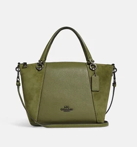 ☂️🍄Coach Kacey Umhängetasche Schwarz Antik Nickel/Olivgrün CC838 Neu mit Etikett - Bild 1 von 10