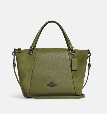 ☂️🍄 Cartera Coach Kacey Negra Antigua Níquel/Verde Oliva CC838 NUEVA CON ETIQUETAS Foto 1 de 4