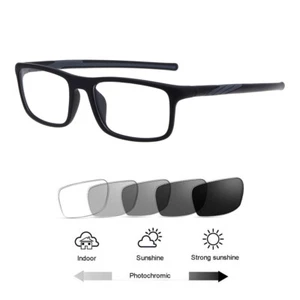 Sporty Photochromic Grey TR90 Reading Glasses Readers Eyewear Flexible Full Rim - Picture 1 of 20