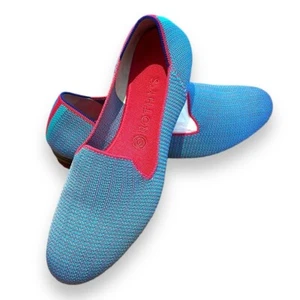Rothy’s Bluebell nicht mehr produziert Dreifachnaht Halbschuhe blau pink grün Gr. 11,5 flache Schuhe gebraucht, in einwandfreiem Zustand - Bild 1 von 10