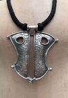 .925 Heavy Silver Indian "breastplate" Style Pendant On Thick Black Cord