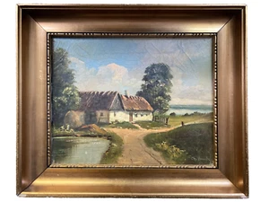 Danish Oil Painting by Chr. Brunsberg Landscape Naturalistic Style 36 x 30 cm - Picture 1 of 16
