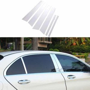 For Benz C-Class 2015-2021 Silver Steel Exterior Window Bc-Pillar Decoration 6X - Picture 1 of 11