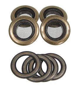 4pc. 1-inch Outside Dia. Screened Antique Brass Grommets with Washers - Picture 1 of 4