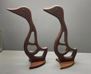 Pair of Vintage Grimsby Decor Ware Wooden Duck 9" Tall - Picture 1 of 9