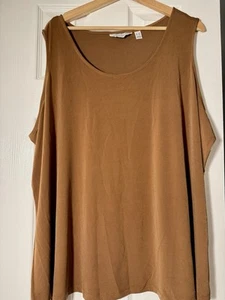Susan Graver Liquid Knit Basic Tank Top Sz 3X Minimalist Capsule Wardrobe Camel - Bild 1 von 6