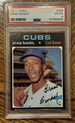 Topps Ernie Banks #525 1971 PSA 4 en muy buena condición-ex HOF Cubs recién graduados Foto 1 de 2