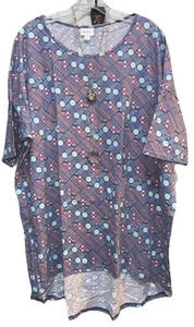NWT LuLaRoe 2XL Blue Pink Aqua Coral Lavender Geometric Irma Oversized Tunic - Picture 1 of 8