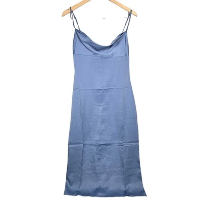 Capucha WeWoreWhat Satin Charmeuse Midi Azul Pizarra 4 Nueva Con Etiquetas Foto 1 de 4