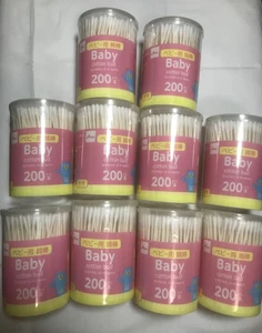 DAISO Japan Baby Wattestäbchen dünner Tupfer 200 Stck. Q-Tips 10er Set - Bild 1 von 4