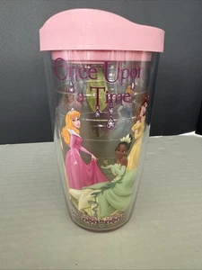 Disney Princesses Once Upon A Time Tervis Becher Tasse 16 Unzen mit hellrosa Deckel - Bild 1 von 9