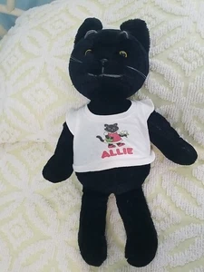 Vintage Allie Cat Plush w/ Shirt Determined Korea 1980 Black Happiness Crew READ - Picture 1 of 4