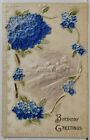 Happy Birthday Embossed Silk Applied Flower 1913 to Newark NJ Postcard Q18
