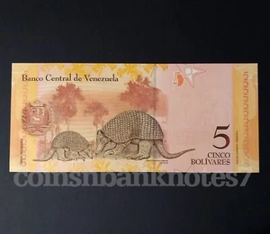 Venezuela 5 Bolivares Banknote 2007, P89 Stempelglanz / Gürteltier (Höcker) - Bild 1 von 3