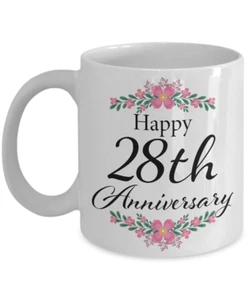 Happy 28th Anniversary - Wedding Gifts for Her 28 Year - Unique Romantic Present - Picture 1 of 2