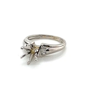 14K White Gold Semi-Mount Ring with 0.20ctw Natural Baguette Diamonds - Picture 1 of 9