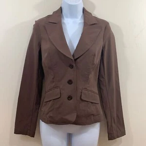 Bisou Bisou Michele Bohbot 3 Button Brown Blazer Jacket Size 4 - Picture 1 of 8