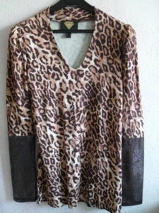 ♥SARAH KERN trendy Luxus-Shirt LEO-Print Gr.38 mit "Stulpen"-Pailletten Viskose - Bild 1 von 11