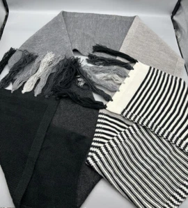 NWT New York And Company 100% Acrylic Scarf Grey/Black/White/Striped 85169704 - Picture 1 of 4