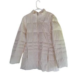 Liz Claiborne Puffer Jacket Coat Women's Lg Zip Pockets Inner Pocket Off White - Picture 1 of 16