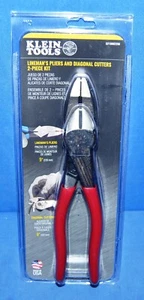 Klein Tools D2139NE2288 - Lineman's Pliers & Diagonal Cutters 2-Piece Kit - NEW - Picture 1 of 2