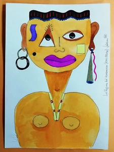 09392 Acquerello - Atmosfere del Corno d'Africa - La Regina di Karamara - Picture 1 of 3