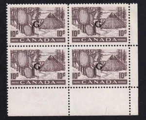 Canada 1950-1951 Official 'G' Overprint, Drying Skins 10¢, MNH blank LR, sc#O26 - Picture 1 of 1