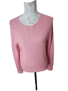 Suéter para mujer J. McLaughlin tejido con cable pulóver rubor rosa modal algodón mediano - Imagen 1 de 8