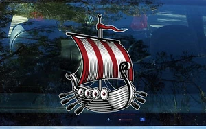 Viking Ship Boat Decal Sticker Scandinavian Car Window Laptop Wall Door - Picture 1 of 1