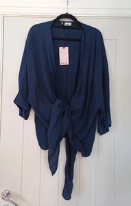 MISUI Size XL Made In Italy Navy Blue Tie Front Relaxed Fit Shrug BNWT - Picture 1 of 8