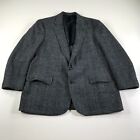 Vintage Palm Beach Blazer Mens 46 Gray Blue Tweed Pure New Wool Two Buttons