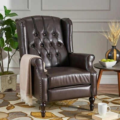 Temzyl Contemporary Brown Leather Recliner Chair - Image 1 of 4