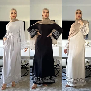 Dubai Women Muslim Long Robes Abaya Maxi Dress Evening Kaftan Embroidery Gown - Picture 1 of 18