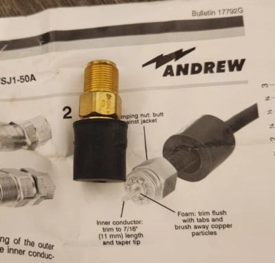 Andrew  41N 1/4" N-Female Connector Fits FHJ1-50 & FSJ1-50A Coaxial Cables - Image 1 of 4