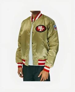 Mens San Francisco 49ers 80s Bomber Satin Golden Lettermen Varsity Jacket