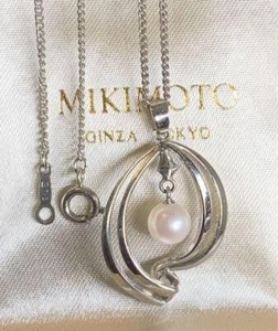 Used MIKIMOTO Pearl Necklace Silver White Akoya Pearl for Women No Box Party - Picture 1 of 5