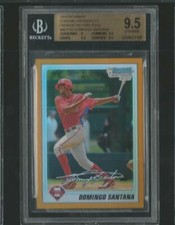 2010 BOWMAN CHROME DOMINGO SANTANA PHILLIES RC ORANGE REFRACTOR /25 BGS 9.5 GEM