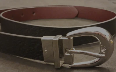 Cinturón de cuero reversible negro/marrón Ralph Laure talla 32 LRL con hebilla plateada Foto 1 de 4