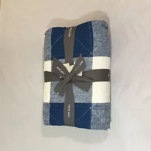 West Elm Heather Taylor Reversible Gingham Flax Linen Quilted Euro Sham Quilted - Picture 1 of 6