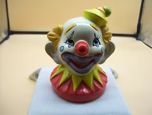 Vintage Chalkware Happy Circus Clown Head Coin Bank - Picture 1 of 7