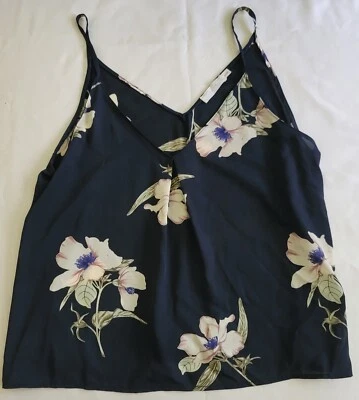 Lush Blue V Neck Floral Flowy Sheer Spaghetti Strap Top New Without Tag Size M - Image 1 of 2