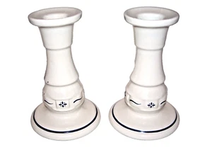 Longaberger Pottery Heritage Blue Candlesticks Set of 2 - Picture 1 of 1