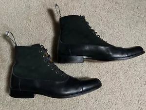 Botines con cordones de cuero negro para hombre JOHN FLUEVOG talla 9,5, gamuza doble turbina - Imagen 1 de 19