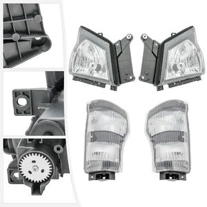 Pair LH+RH Headlights&Corner Lights For 2004-07 Isuzu NPR NQR/05-07 GMC W-4500 - Picture 1 of 24