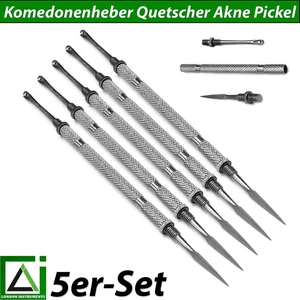 Komedonenheber quetscher Akne Pickel 17 cm Edelstahl Instrumente 5er-Set - Picture 1 of 6