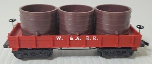 MANTUA HO scale W & A R.R. OLD TIMER WOOD GONDOLA CAR 3 WOODEN WATER TANKS Nice - Picture 1 of 10