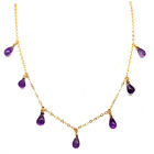 Gemstone Unheated Purple Amethyst Pendant & Necklace 17" 925 Sterling Silver