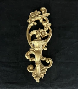 Vintage Homco verzierter Gold Wandleuchter Kerzenhalter geformter Kunststoff 4118 - Bild 1 von 4