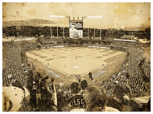 Kansas City Royals Poster Print Sketch Wall Art Man Cave Decor 12x16" - Image 1 of 1